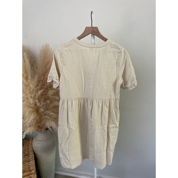 B1G2 FREE 🍁 Old Navy Twill Utility Shift Dress Small Cream Lace Up Minimalist - Picture 6 of 7